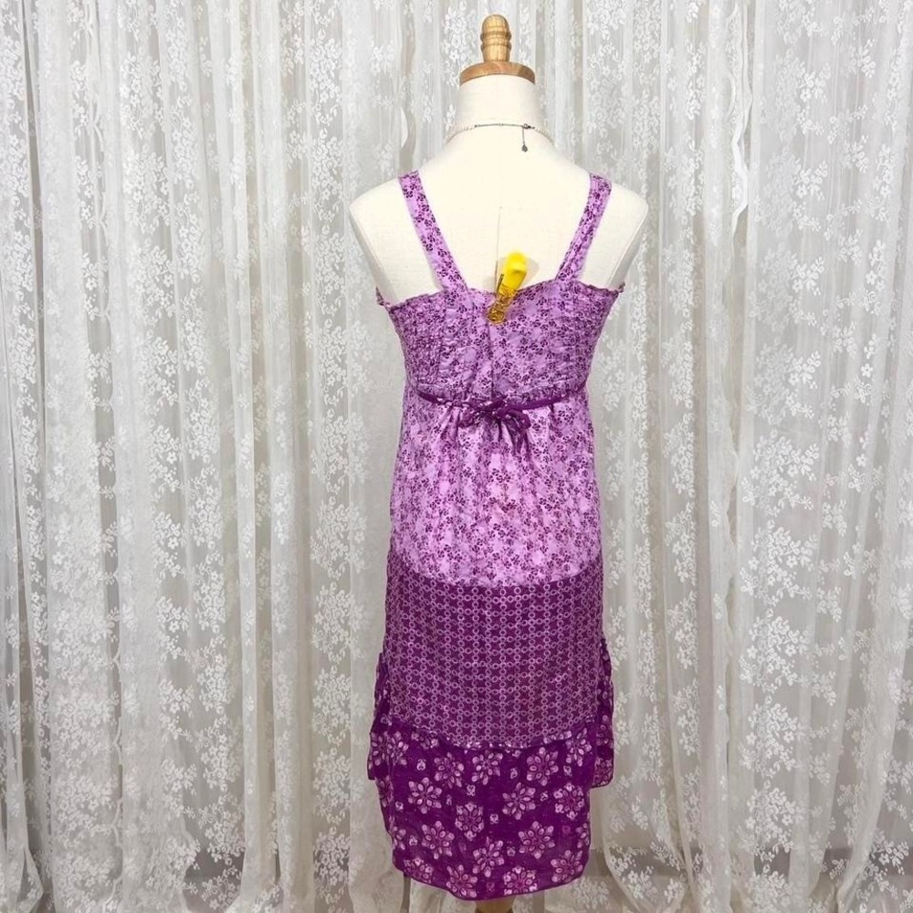 Purple Patchwork Tiered Floral Dress Girls XL Women's S/M Cottagecore Coquette - Picture 5 of 8